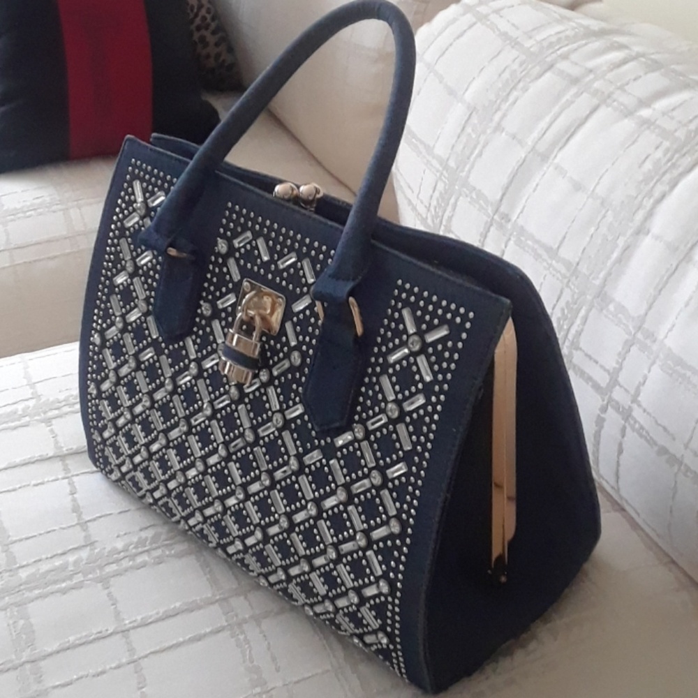 Denim Rhinestone Purse - Picture 2 of 7